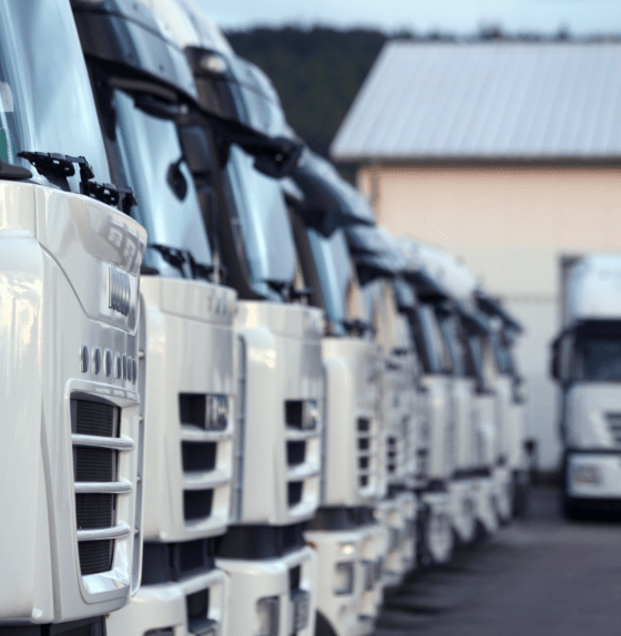 Photo d'une rangée de camions